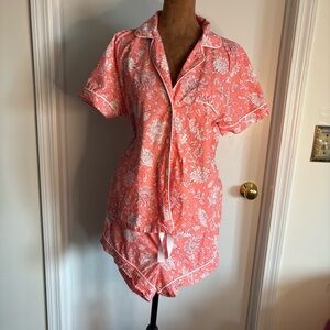 J. Crew Coral and White Floral Short Pajama Set
